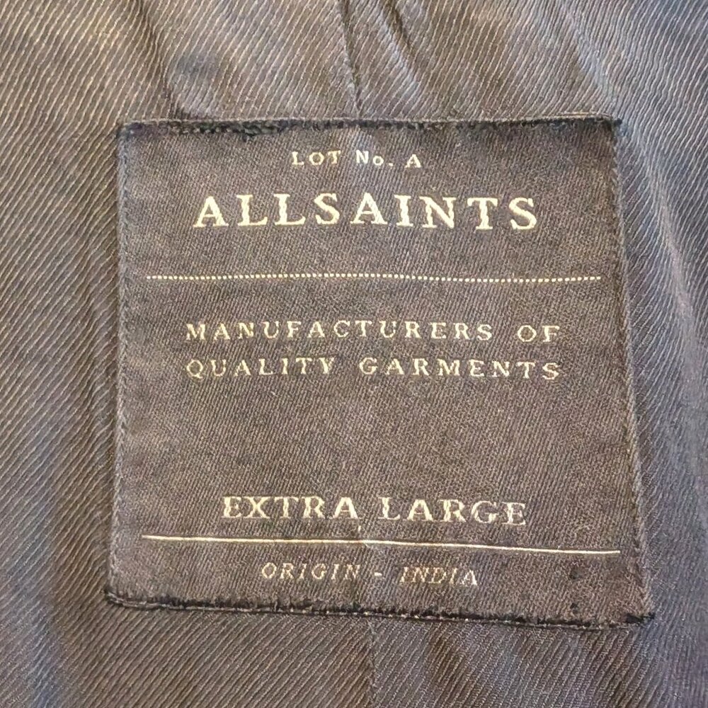All Saints Two-Tone Bomber Jacket — Black Body with Cream Sleeves XL (fits LG) - Picture 5 of 11